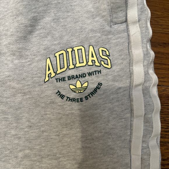 Adidas VRCT Sweatpants Gray Small Green Drawstring White Stripes Vintage - Picture 4 of 7